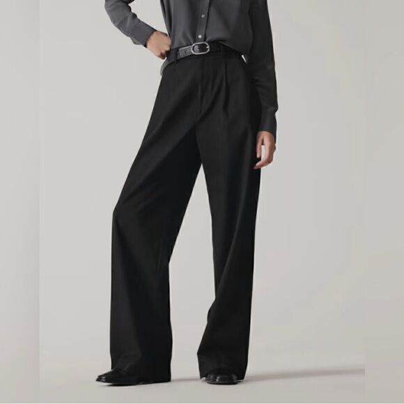 EVERLANE The Way High Drape Pant in Black Size 4 NWT Pleated Front Career Prep - Picture 5 of 14